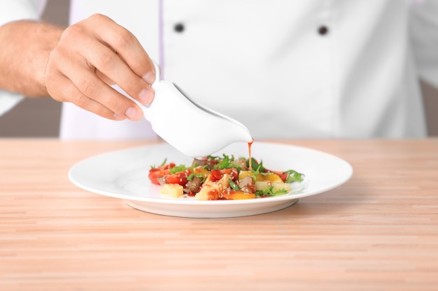 Chef preparing a dish